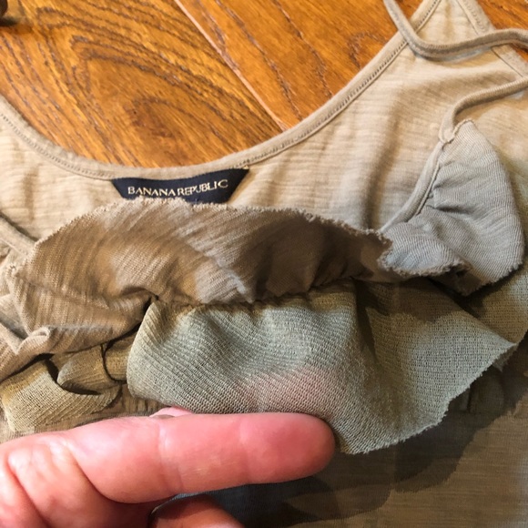 Banana Republic olive green cotton dress with ruffle - Picture 8 of 10